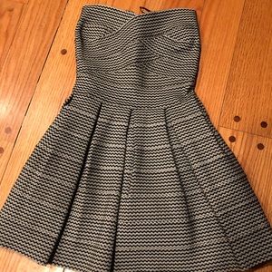 Black and white strapless dress